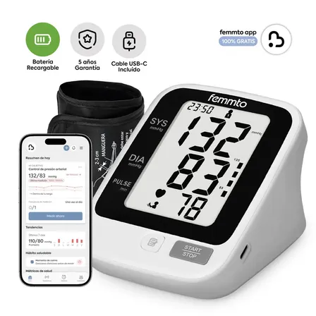 Tensiometro Digital Brazo Bluetooth Presion Arterial Aparato Para Tomar Presion Bater&iacute;a Recargable Usb Medidor Automatico Femmto