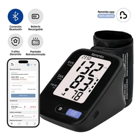 Tensiometro Digital Brazo Presion Aparato Para Tomar Presion Arterial Bluetooth Bater&iacute;a USB Medidor Enfermeria Automatico Femmto