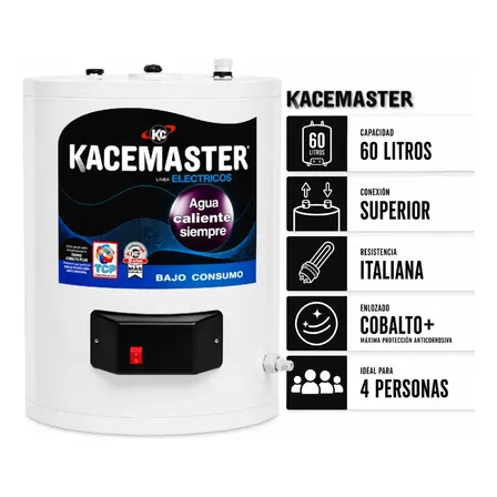 Termotanque El&eacute;ctrico Kacemaster 60 Lts Alta Recuperaci&oacute;n Conexi&oacute;n Superior Color Blanco
