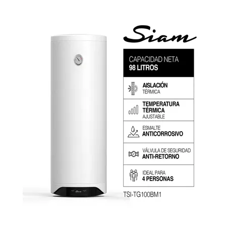 Termotanque El&eacute;ctrico Siam Tsi-tg100bm1 100l Blanco De Alta Recuperaci&oacute;n