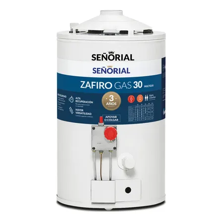 Termotanque Se&ntilde;orial 30 Litros Alta Recuperacion L&iacute;nea A Gas Color Blanco