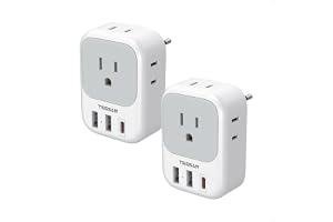 TESSAN 2 Pack European Travel Plug Adapter, Europe Power Converter 4 Outlets 3 USB(1 USB C PD 20W), Type C International Adaptor to Italy Spain France Portugal Iceland Germany, EU Travel Essentials