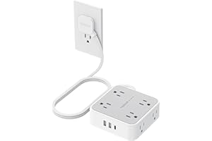 TESSAN Surge Protector Power Strip, 5 Ft Flat Plug Extension Cord with 3 USB (1 USB C) 8 Outlets, 1250W, 900J Protection, 3 Sided Outlet Extender with Power Switch for Office, Dorm Room, Grey