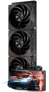 Thermalright Rainbow Vision 360 Turbo ARGB Black 360mm Aio Cooler, 60HZ Curved Screen with 2400x1080 Resolution,for AM4/AM5,Intel LGA1851/1700,6.67in 3D with Magnetic Suction Screen,3000RPM Fan Speed