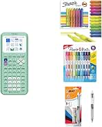TI-84 Evo Graphing Calculator Mint + Sharpie Tank Highlighters 12 Count + Paper Mate Clearpoint 0.7mm Pencils 10 Count + BIC 4-Color 3+1 Pen 0.7mm Bundle