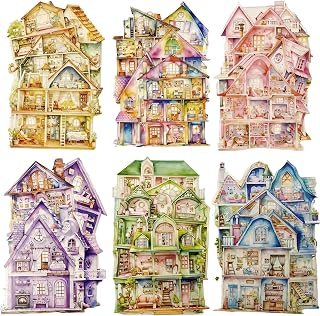 TIAMECH Dreamy Little Nest PET Stickers - 30 Pcs Warm Home & Rainbow Residence Cottage Design, Waterproof Sticker for Journaling & Scrapbooking, Junk Journal Supplies, Ephemera & DIY Crafts