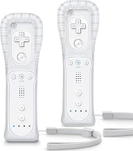TIANHOO Remote Controller for Wii & Wii U | with Silicone Case and Wrist Strap, 2 pack (White & White)
