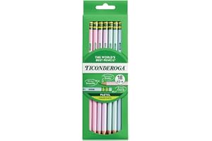 Ticonderoga Wooden Pencils, Pre-Sharpened, 2 HB Soft, Pastel Colors, 18 Count