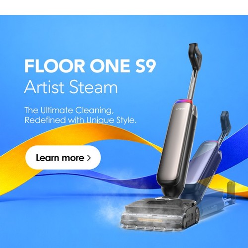 Tineco Floor One S9 Artist Steam Wet Dry Vacuum Cleaner, 22kPa Suction