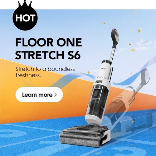 Tineco Floor ONE STRETCH S6 Wet Dry Vacuum Cleaner, 180&deg;Lay-flat