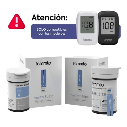 Tiras Reactivas Para Medidor Glucosa Glucometro Diabetes Caja X 100 Unidades Digital Femmto
