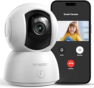 TMEZON Indoor Security Camera 2K,Pan/Tilt Wi-Fi Pet Camera with Vicohome App WiFi IP 3MP HD 360&deg; Baby Camera Monitor,One-Click Call Your Families,Detection & Notification, Night Vision