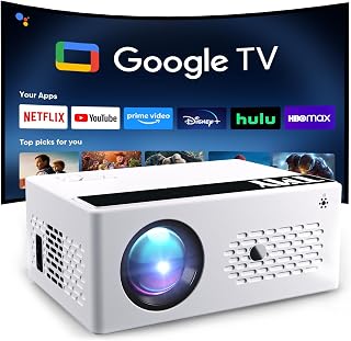 TMY Smart Projector with Google TV Built-in, Native 1080P 4K Home Theater | Google TV & 10K+ Apps, 4K support, Wi-Fi6 & 2-way Bluetooth, indoor & outdoor movies, Compatible with Phone/TV Stick/PC/PS5