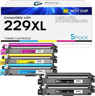 TN229XL TN229 Toner Cartridges 5 Pack | Compatible with Brother MFC-L3720CDW L3780CDW HL-L3220CDW HL-3280CDW HL-L3300CDW, 3000 BK/ 2300 Color Pages, With Chip