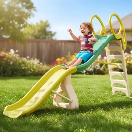 Tobogan Infantil Plastico 6 Escalones Vegui Plegable Color Verde