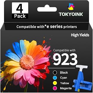 TOKYOINK 923 Ink Cartridges Combo Pack Replacement for HP 923 Ink Cartridges Work for OfficeJet 8120 8122e 8123 OfficeJet Pro 8130 8135e 8138e 8139e Printer Without Chip (4 Pack)