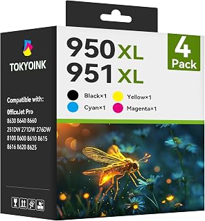 TOKYOINK 950XL and 951XL Ink Cartridges Replacement for HP 950 and 951 Ink Cartridges Combo Pack for HP Works OfficeJet 8600 OfficeJet Pro 251dw 276dw 8100 8610 8615 8620 8625 8630 (4-Pack)