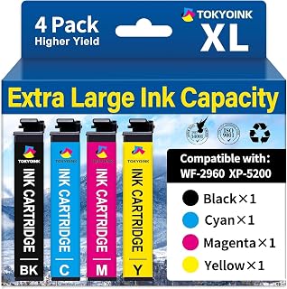 TOKYOINK Remanufactured Replacement for 222 222XL Ink Cartridges Combo Pack | Compatible for Epson Printer XP-5200 WF-2960 Printer Ink Cartridges (5Pack, 2Black, Magenta, Cyan, Yellow)