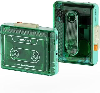 TOMASHI Portable Cassette Player with Bluetooth Transmitter, Cassette Stereo Player with Type-C Charging, Built-in Battery, Belt Clip, and Earphone Jack for Wireless Music Playback