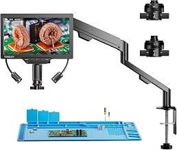 TOMLOV 3D Digital Soldering Microscope: Magnetic Dual Lens Micro Scope TM3K-3D Max For Adult, Coin Microscope with Flex Arm, 3K 10.1-Inch IPS Screen, HDMI/USB Output, Gooseneck Light, Repair Mat, 16GB