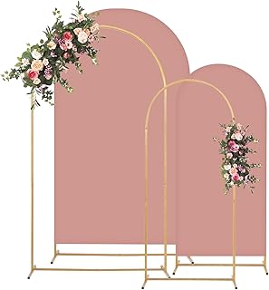 Toolterritary Metal Arch Backdrop Stand and Cover Set, 7.2FT, 6FT Party Backdrop, Easy to Assemble, Backdrop Stand for Parties, Birthday, Baby Shower