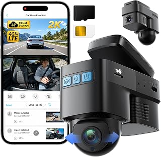 Topexplore 4G LTE Dash Cam Front and Inside,2K+1080P Car Secutrity Camera