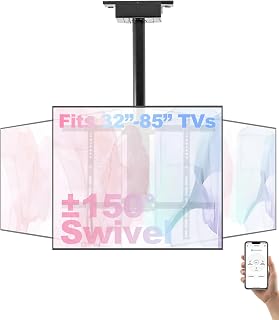 TOPSKY Motorized Ceiling TV Mount with 150&deg; Swivel for 32&ndash;85 Inch TVs | 150&deg; left & right swivel, app & remote control, quiet motor, fits 32&ndash;85 in TVs up to 110 lb.