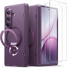 TORRAS 360 Spin Magnetic Stand Case for Galaxy Z Fold 8 Ultra, MIL-Grade | Hinge Protection, Compatible with MagSafe, 360 Kickstand, Hard Slim Protevtive, 2 Screen Protectors, Violet Purple