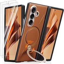 TORRAS Q3 VegSkin for Galaxy Z Fold 8 Ultra Case Leather, Magnetic Stand | Fit for MagSafe, Full Hinge Protection, 2 Screen Protectors, Easy-Clean Silicone Leather Case for Samsung Fold 8 Ultra, Brown