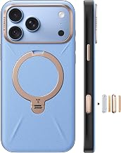 TORRAS Q3 VegSkin for iPhone 18 Pro Case Leather, 360 Magnetic Stand, Gray