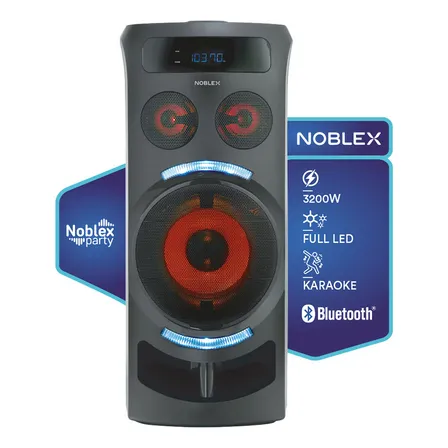 Torre De Sonido Noblex Mnt290 Bluetooth Efectos De Voz Y Luces Led Negro