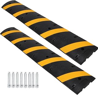 Towallmark 6 Ft Rubber Speed Bump, 2 Pack 2 Channel Modular Heavy Duty Speed Bumps Humps 25000 lbs Load Capacity, Cable Protector Ramp for Asphalt Concrete Gravel Driveway Road