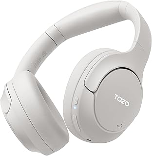 TOZO HT2 Hybrid Active Noise Cancelling Headphones, Wireless Over Ear Bluetooth Headset, 60H Playtime, Hi-Res Audio Custom EQ via App Deep Bass Comfort Fit Ear Cups, for Home Office Travel