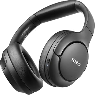 TOZO Hybrid Active Noise Cancelling Headphones, Hi Res Audio | Wireless Over Ear Bluetooth Headset, 60H Playtime, Custom EQ via App Deep Bass Comfort Fit Ear Cups, for Home Office Travel