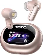TOZO NC20 Pro Active Noise Cancelling Wireless Earbuds with Smart Touch Screen, LDAC Hi-Res Audio, Stereo Bass, 6 Mics AI Call Ear Buds, 80H Playtime, IPX8 Waterproof, 32 EQ via App, Wireless Charging
