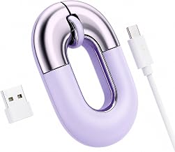Travel Mouse Purple Wireless Mouse for Laptop Bluetooth Silent Mouse | Rechargeable Portable Cute Donut Mice Dual Mode & 2.4G, 1200 DPI for Mac, iPad, PC