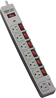 Tripp Lite 7-Outlet Surge Protector Power Strip with 6 Individually Controlled Switches, 6 Foot / 1.83M Cord, Lifetime Limited Warranty & $25,000 Insurance (TLP76MSG)