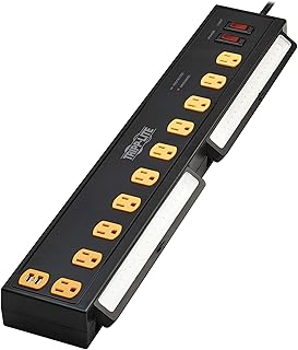 Tripp Lite Heavy Duty Surge Protector Power Strip with Work Lights, 10-Outlets for Industrial & Garage, 2 USB Ports, 6ft Power Cord, 1350 Joules, 150,000 Insurance (TLP1006USB)