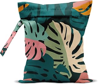Tropical Palm Leaves Wet Bags, Green Summer Waterproof Travel Laundry Bags | Shell Washable Reusable Wet Dry Bag for Swimsuit Beach Diapers Dirty Yoga Gym Clothes, Gifts for Women Friend
