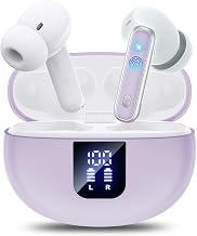 True Earbuds Wireless Bluetooth 5.4 with Active Noise Cancelling Earbuds | Ear Buds Wireless Bluetooth Earbuds with Mic In-Ear Sport Earphones Touch,LED Display,IPX5 for Running Gym Workout(Purple)