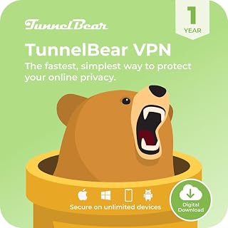 TunnelBear VPN Software, 1-Year Subscription, Unlimited Data and Devices