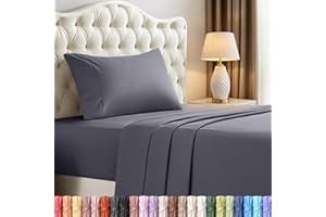 Twin Sheets Set, 3 Pieces 16" Deep Pocket Hotel Luxury Bed Sheets, Grey | Extra Soft Bedsheet Set, Comfy & Breathable Cooling Sheets, Wrinkle & Fade Resistant, Fitted Sheet, Flat Sheet, 1 Pillowcase