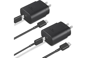 Type C Charger Fast Charging 2-Pack 25W Long 6FT USB C Cable | USBC Charger Block Compatible with Galaxy S26 S25 S24 S23 S22 S21/iPhone 17/16/16 Pro Max/15/15 Pro Max/15 Plus-Black