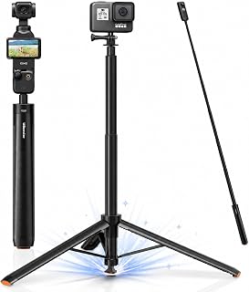 UBeesize 65&rdquo; Auto-Open Selfie Stick Tripod, Invisible Selfie Stick for Insta360 X5/X4/X3, GoPro & DJI Osmo Pocket 3, Stable Throwpod for Travel Vlogging