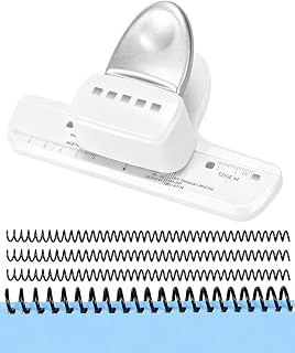 UCEC 5-Hole Square Hole Punch, 3:1 Pitch Spiral Binding Kit-20 Spiral Coils