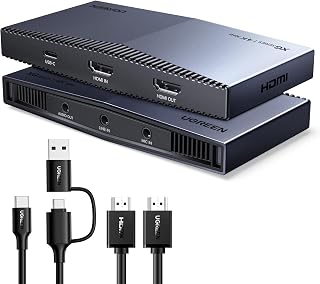 UGREEN 4K@30Hz HDMI to USB 3.2 Video Capture Card 4K@60Hz Input Passthrough 24/7 Live Streaming FPGA Broadcasting with Low Latency for Compatible with Switch 2/PS5/Xbox/PC/Camera/Mac/OBS/XSplit