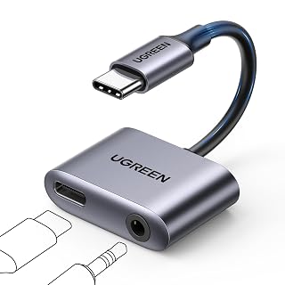 UGREEN USB C to 3.5mm Audio and Charger Adapter 2 in 1 Type C to Aux Headphone Jack with PD 60W Charging Dongle for Earbuds Compatible with iPhone 17 16 Pro Max, Galaxy S26 S25 Ultra iPad Pro Switch 2