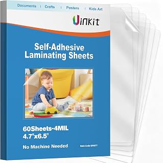 Uinkit 4Mil Self-Adhesive Laminating Sheets, 4.3 x 6.3 Inches, 60 Pack &mdash; Cold Lamination Film for 4x6 Photos, Recipe Cards & Polaroids, Heat-Free, Acid-Free, No Machine Needed, The Keepsake Format