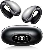 Ultra Open Ear Clip on Ear Buds Wireless Bluetooth with AI Translation Earbuds Real Time 50H Playtime Bone Conduction Headphones for Travel, Meetings (Black)