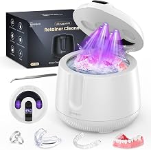 Ultrasonic Retainer Cleaner Machine 48kHz, Dental Ultrasonic Care Cleaner | Ultrasonic Retainer Cleaner for Dentures, Aligners, Mouth Guards, Toothbrush Heads and Jewelry with 200ML Capacity